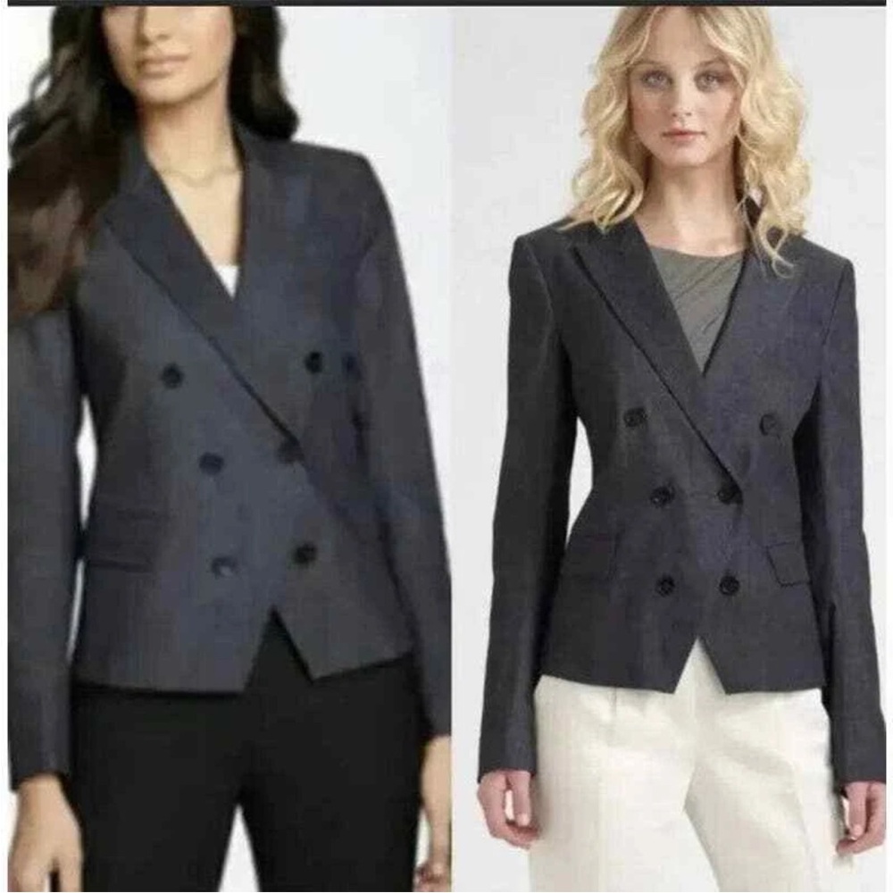 Theory Blue dark denim Blazer with Structured Shoulders and Fitted Silhouette
